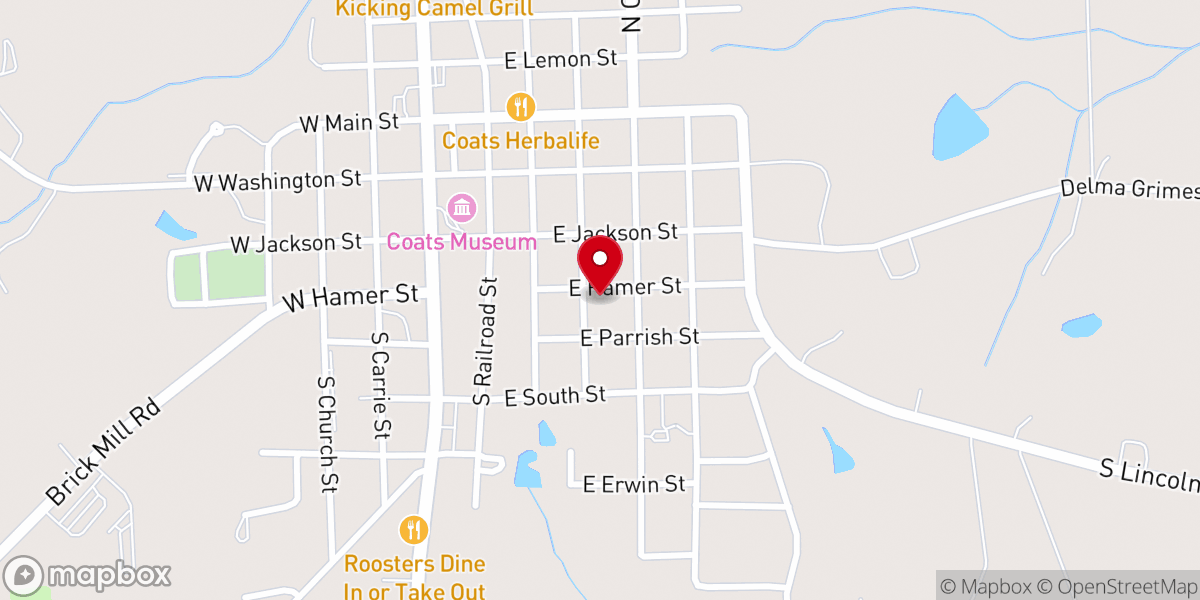 Map showing location of Coats Church of God