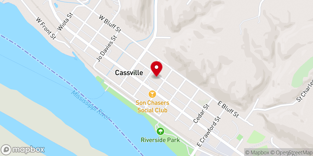 Map showing location of Cassville Methodist Church