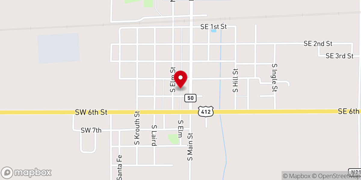 Map showing location of First Baptist Church - Food Distribution Center
