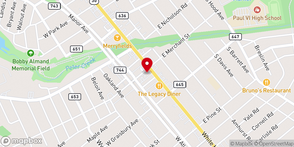 Map showing location of Logan Memorial Presbyterian Church