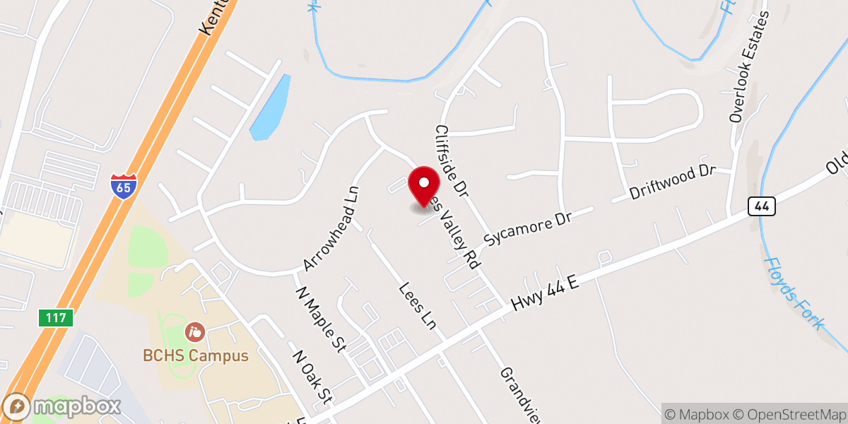 Map showing location of Eastside Baptist Church