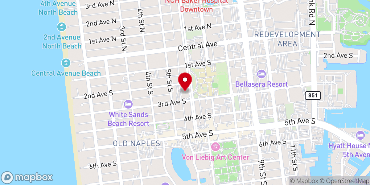 Map showing location of First Presbyterian Church of Naples