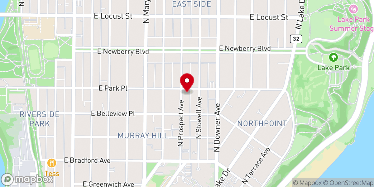 Map showing location of Eastside Baptist Church