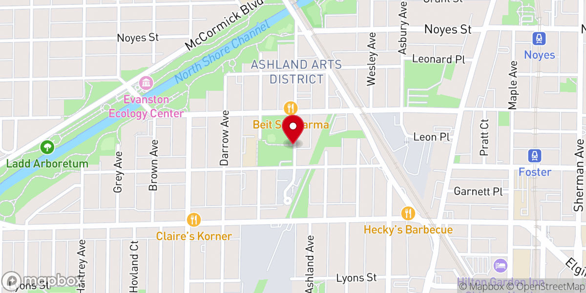 Map showing location of Tabernacle Missionary Baptist Church of Evanston