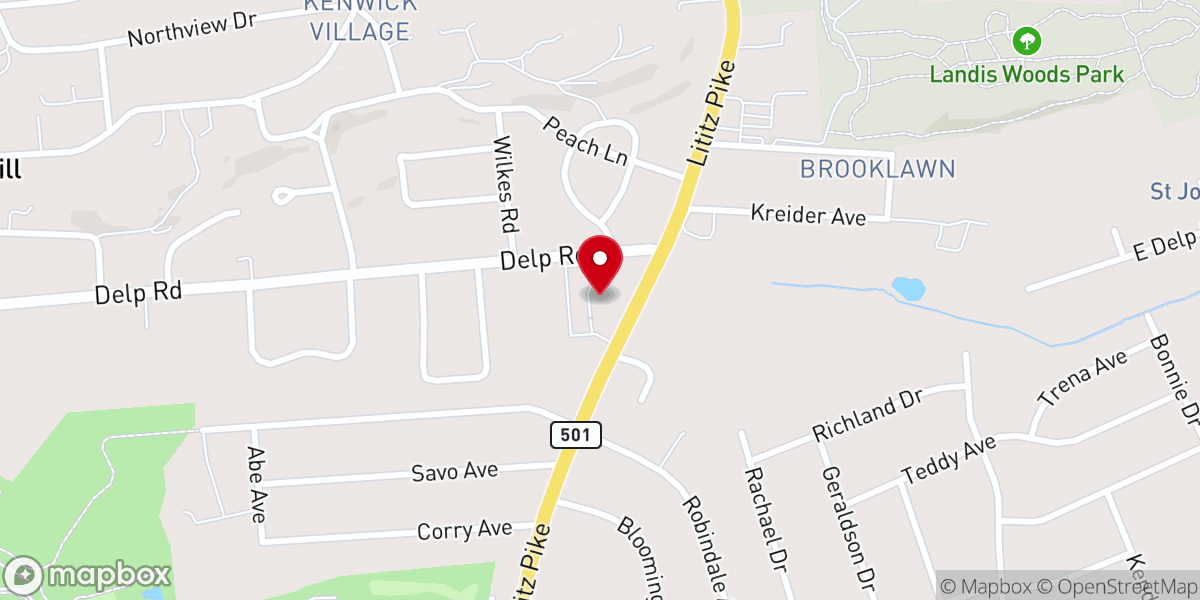 Map showing location of St Peter's Evangelical Lutheran Church
