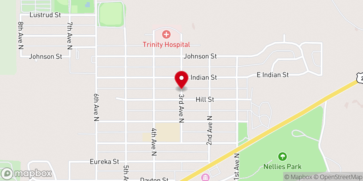 Map showing location of First Baptist Church