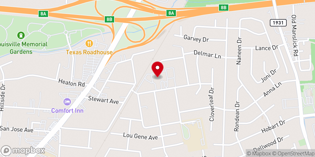 Map showing location of Shively Baptist Church