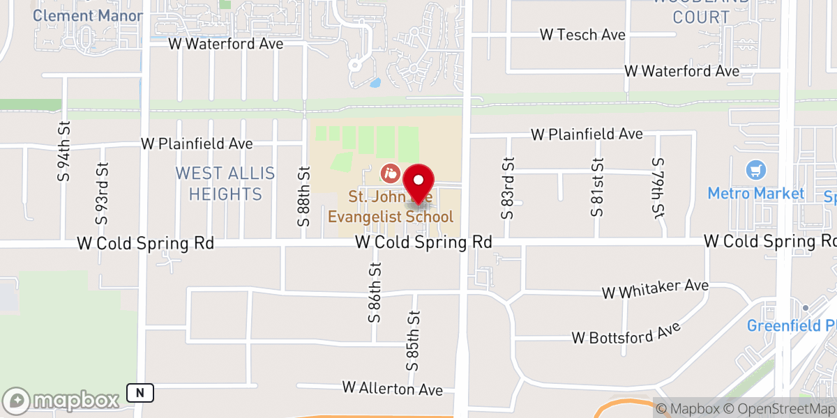 Map showing location of Saint John the Evangelist