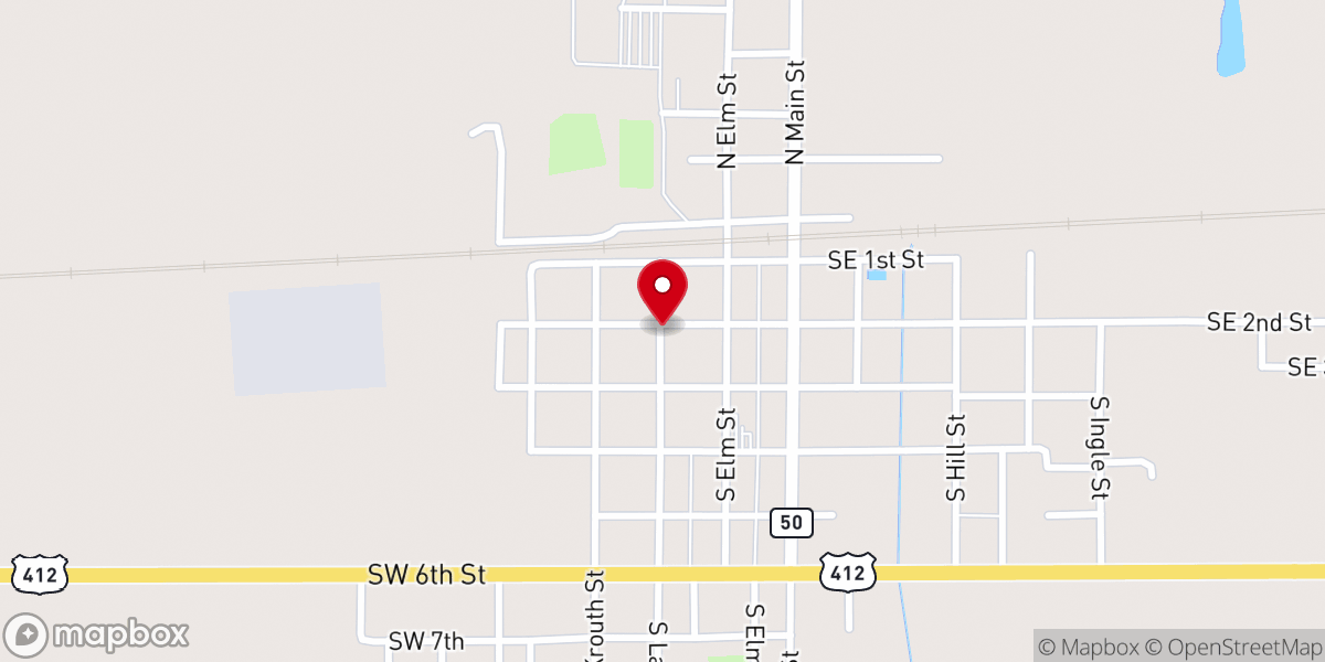 Map showing location of First Christian Church