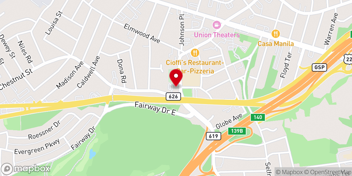 Map showing location of Connecticut Farms Presbyterian Church