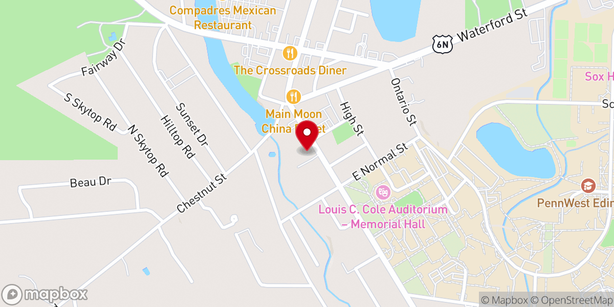 Map showing location of Unity in Edinboro