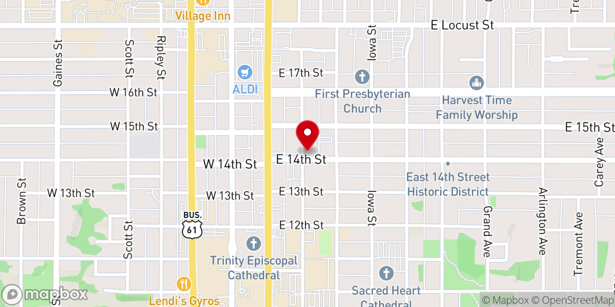 Map showing location of Hillcrest Baptist Church
