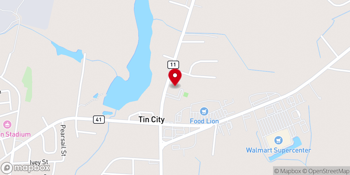 Map showing location of Poston Baptist Church