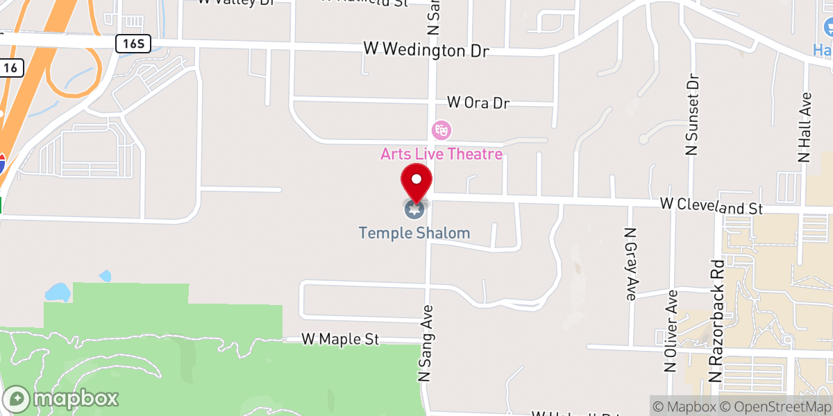 Map showing location of Congregation Etz Chaim of Northwest Arkansas