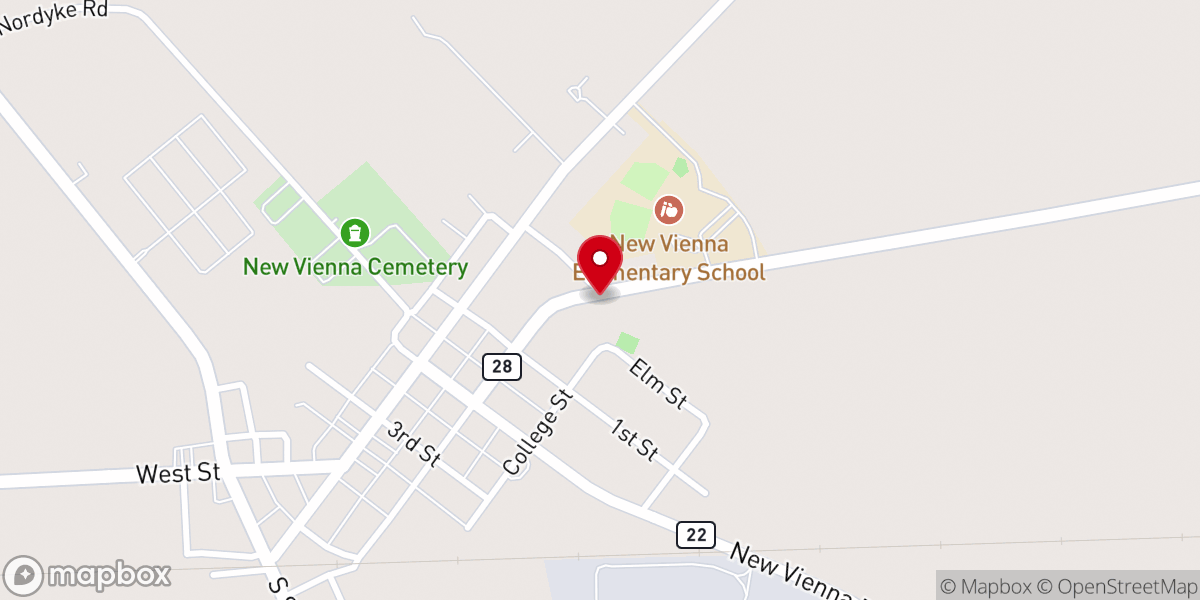Map showing location of New Vienna Municipal Building