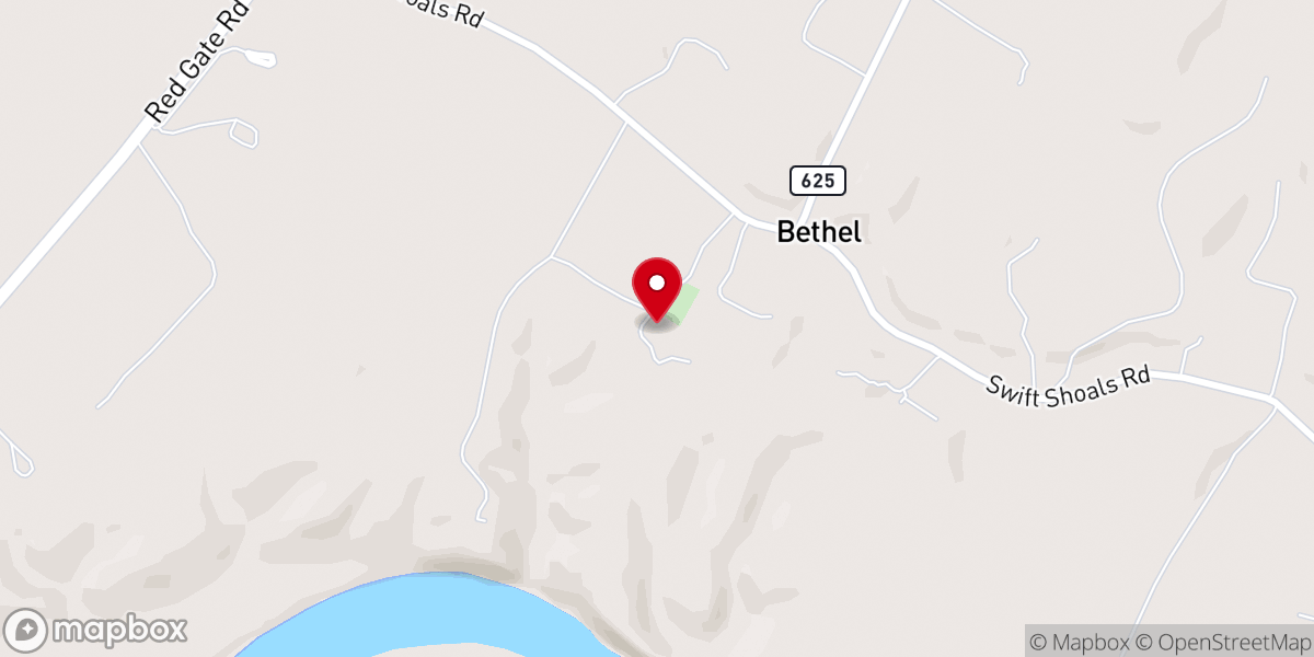 Map showing location of Old Bethel Church