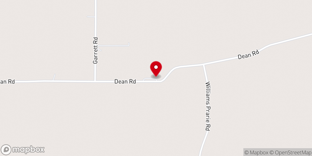 Map showing location of Williams Prairie Church