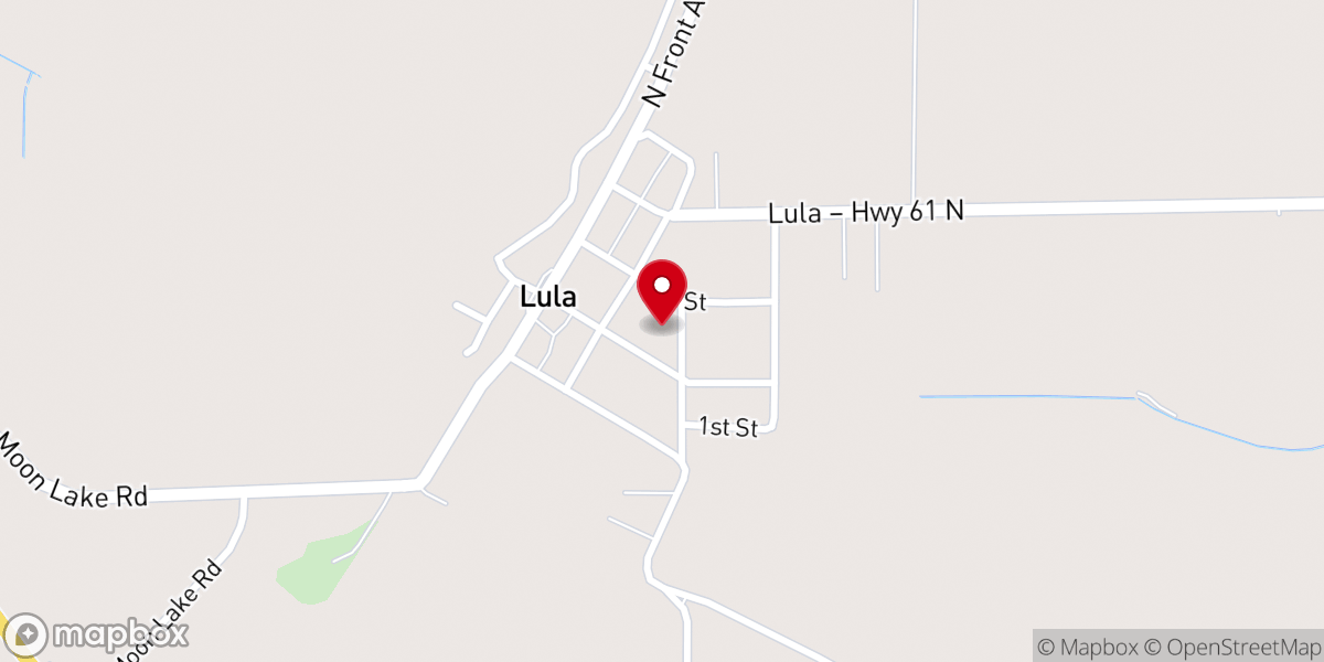 Map showing location of Lula Baptist Church