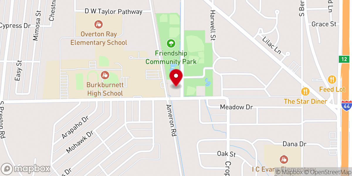 Map showing location of Burkburnett Community Center