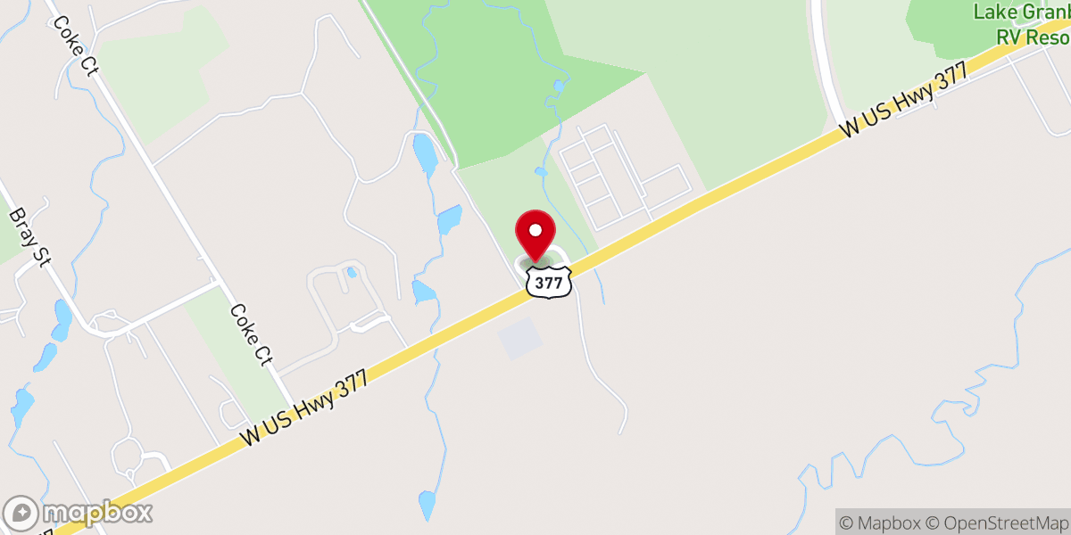 Map showing location of Hope Community Church of Granbury