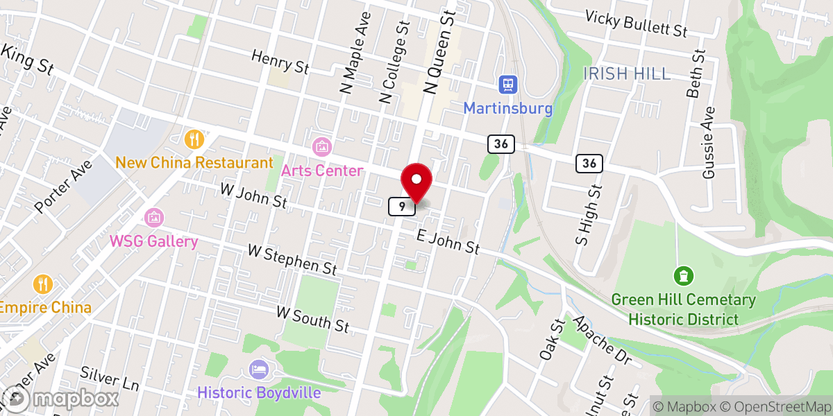 Map showing location of First Presbyterian Church