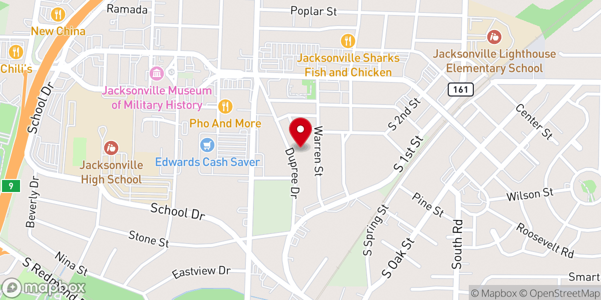Map showing location of Westside Baptist Church