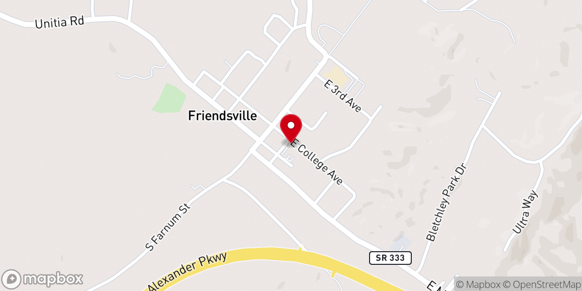 Map showing location of Friendsville United Methodist