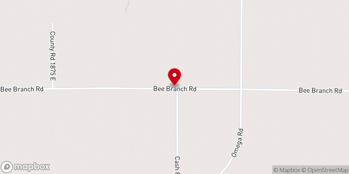 Map showing location of Bee Branch Church