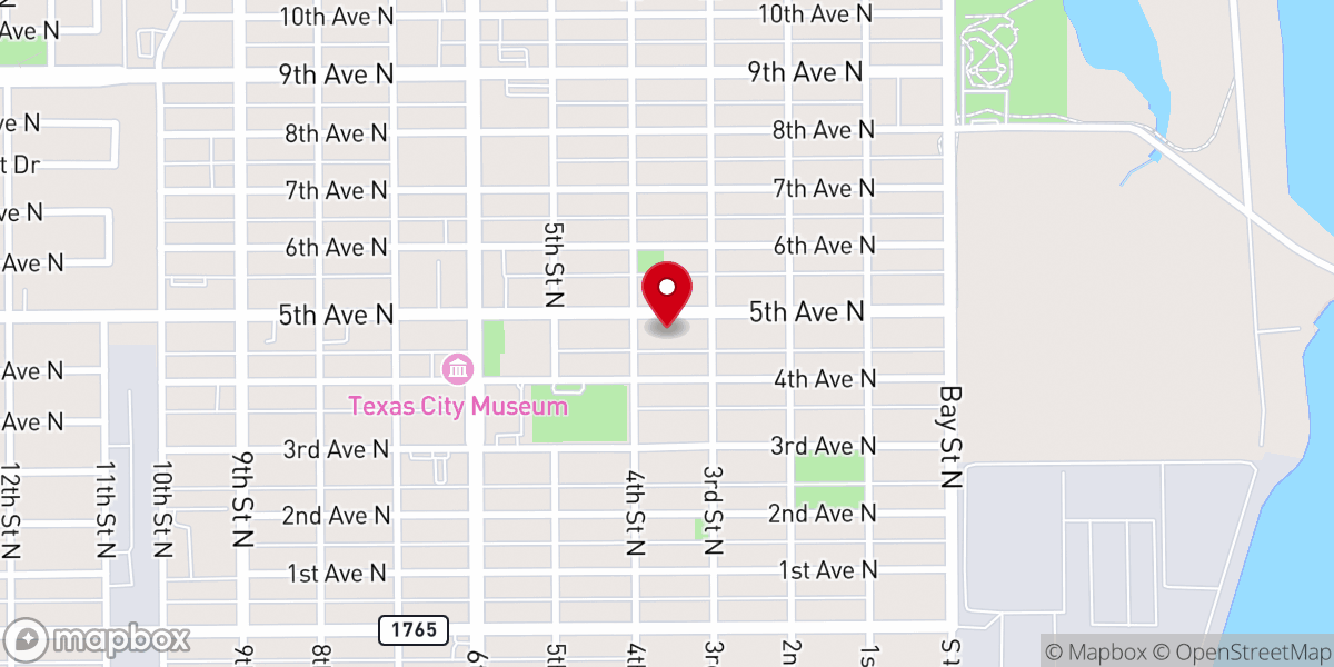 Map showing location of First United Methodist Church of Texas City