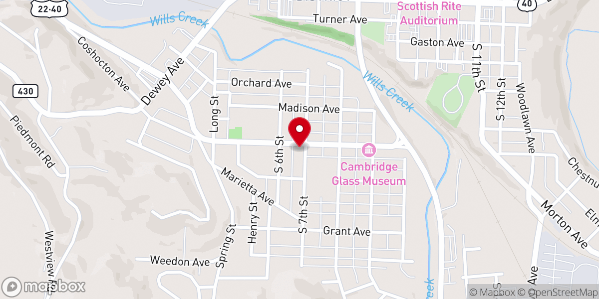 Map showing location of Faith United Methodist Church