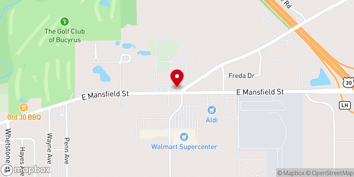Map showing location of Bucyrus Seventh-day Adventist Church