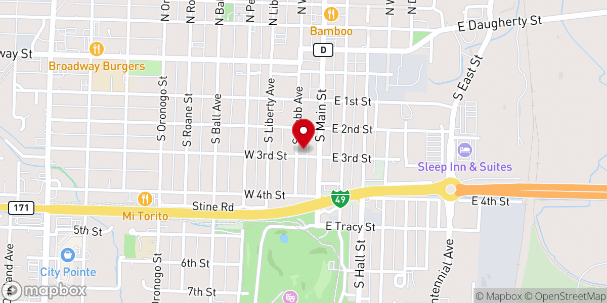 Map showing location of Grace Christian Church of Webb City