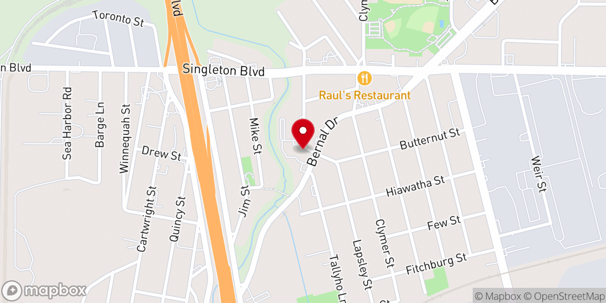 Map showing location of Our Lady of Lourdes