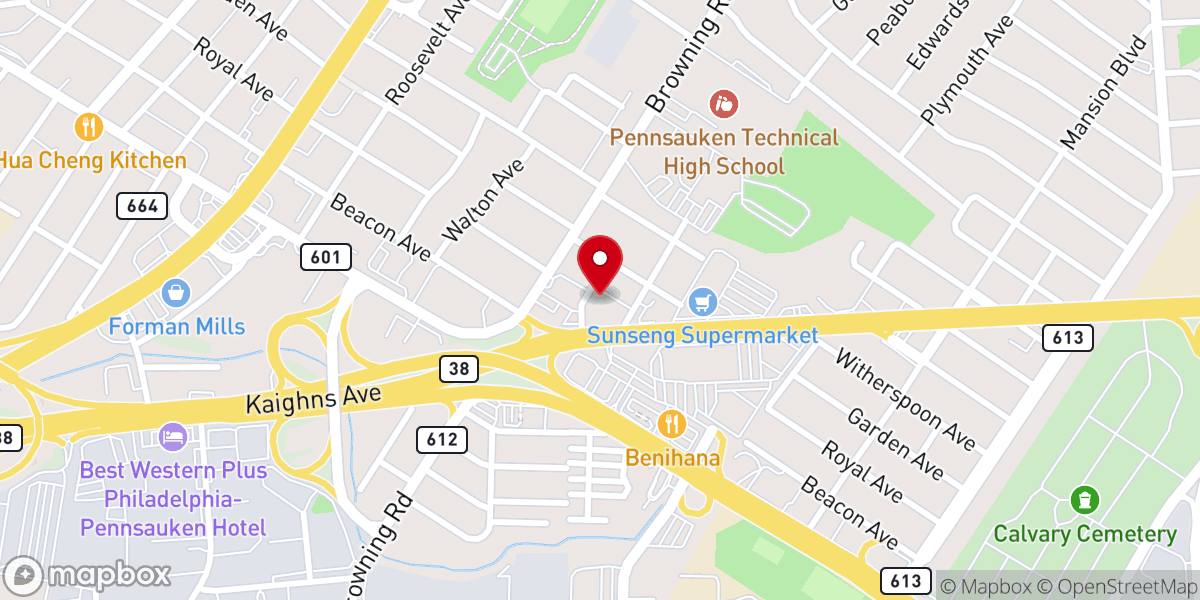 Map showing location of Pennsauken Gospel Hall