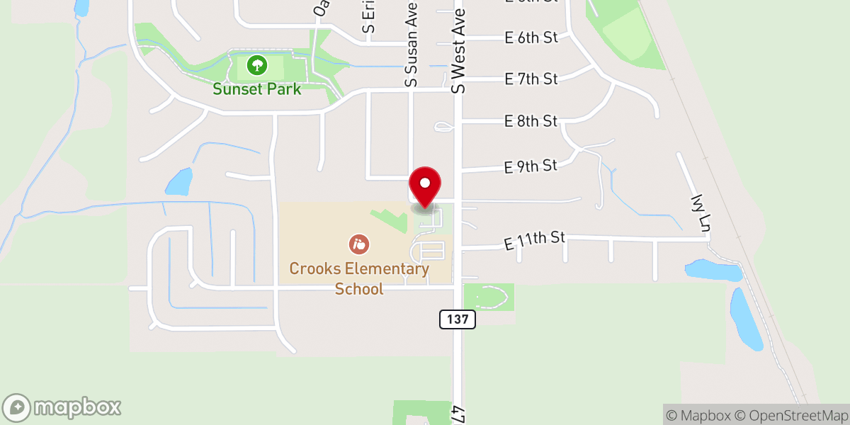Map showing location of City of Crooks