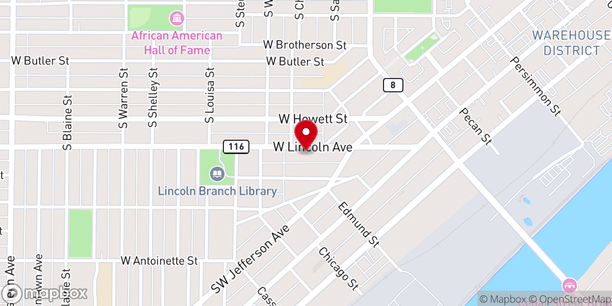 Map showing location of Rose Hill Missionary Baptist Church