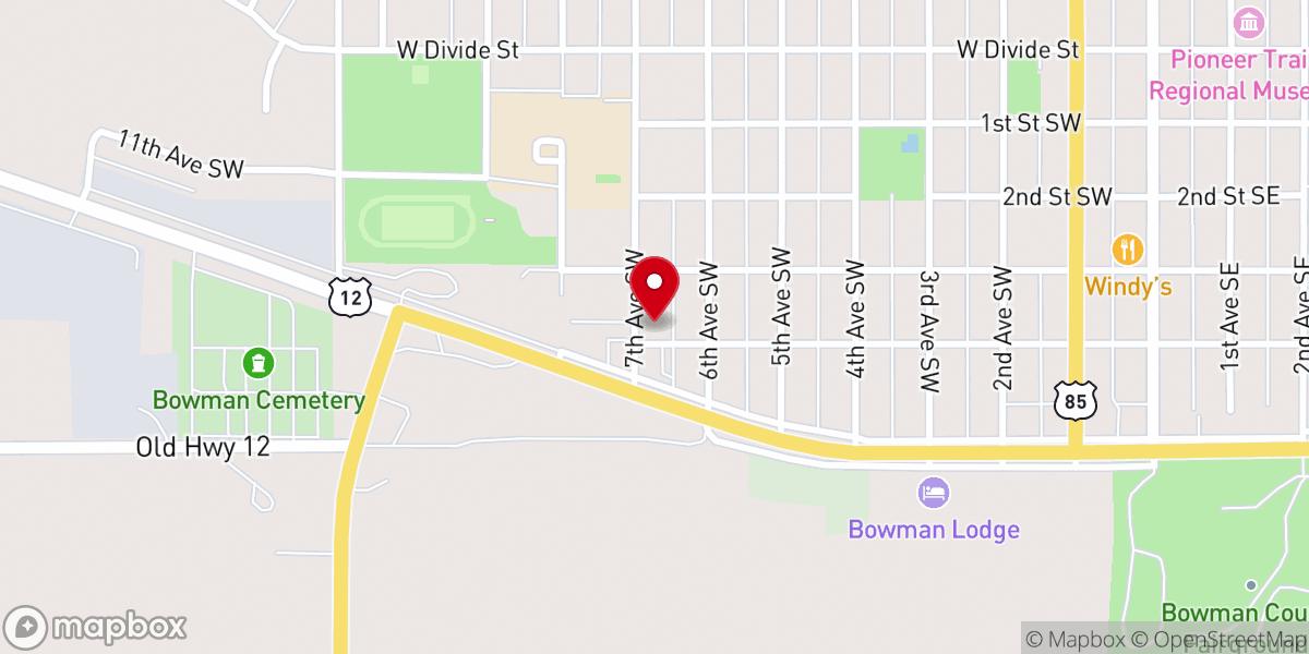 Map showing location of Assembly of God Church