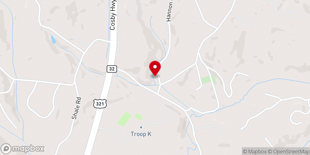 Map showing location of Little Pigeon Church
