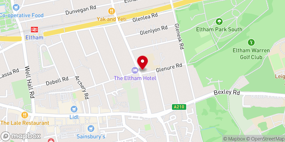 Map showing location of Eltham Park Baptist Church