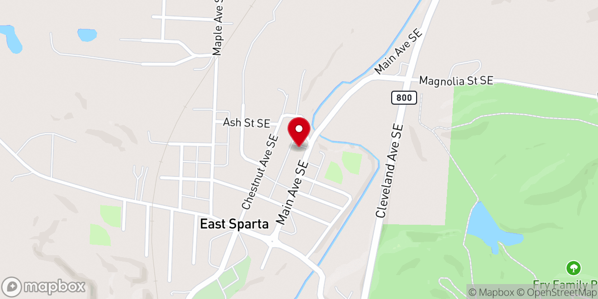 Map showing location of Village of East Sparta Town Hall