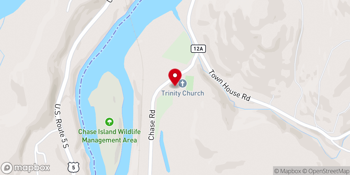 Map showing location of Trinity Church