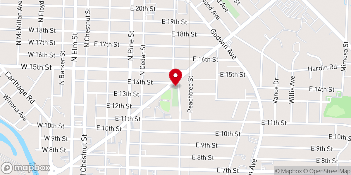 Map showing location of Bethany Presbyterian Church