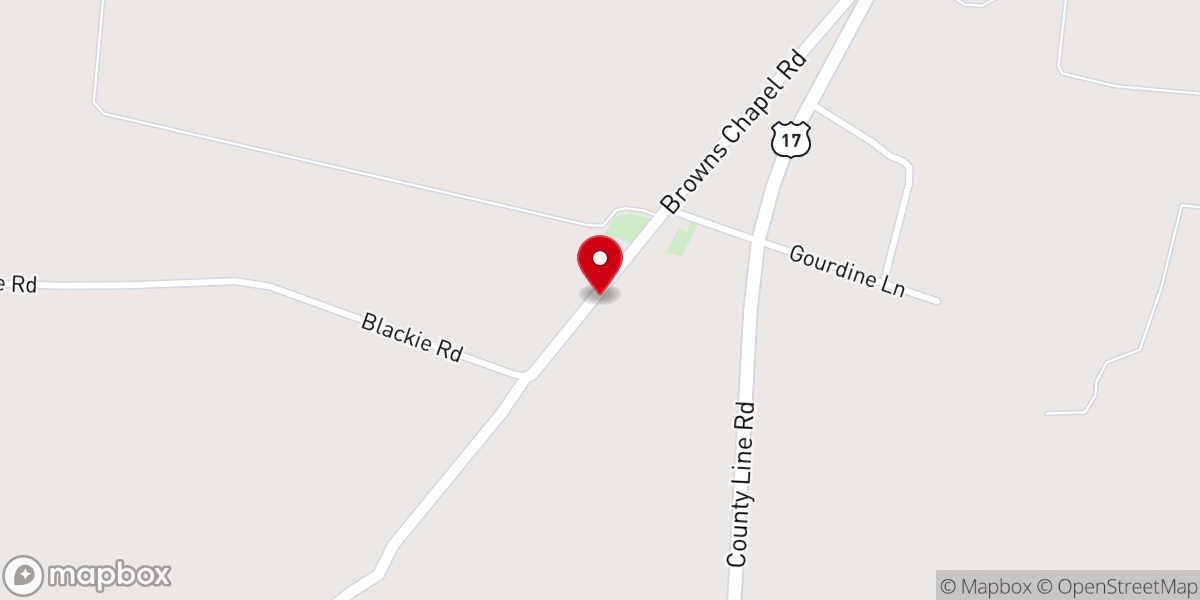 Map showing location of Brown Chapel Baptist Church