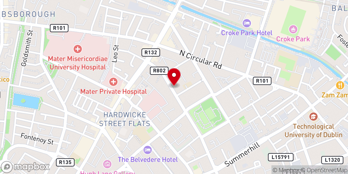 Map showing location of St. Francis Xavier's Catholic Church