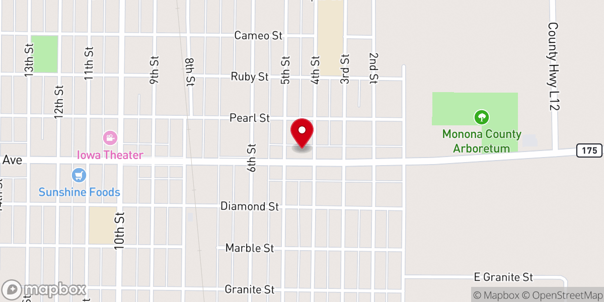 Map showing location of Onawa United Pentecostal Church