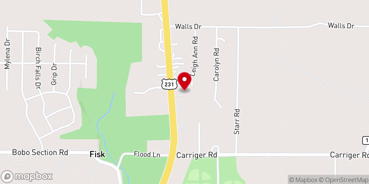 Map showing location of Hazel Green Church