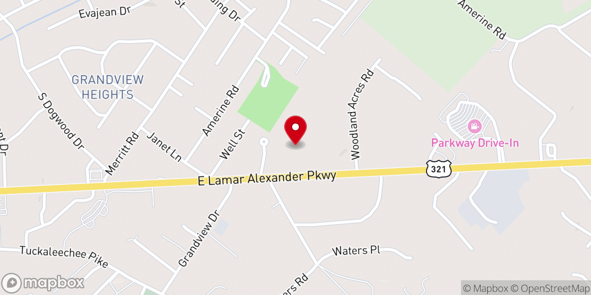 Map showing location of Alcoa Maryville Church Of God
