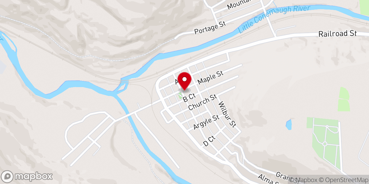 Map showing location of South Fork First Evangelical Church