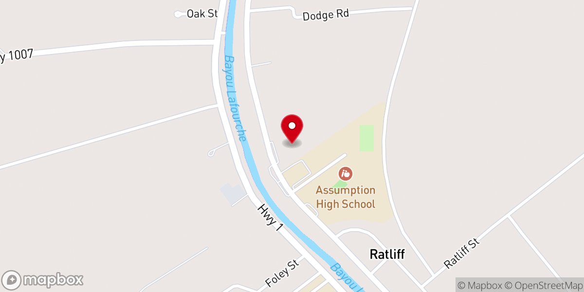 Map showing location of Assumption Parish Community Center