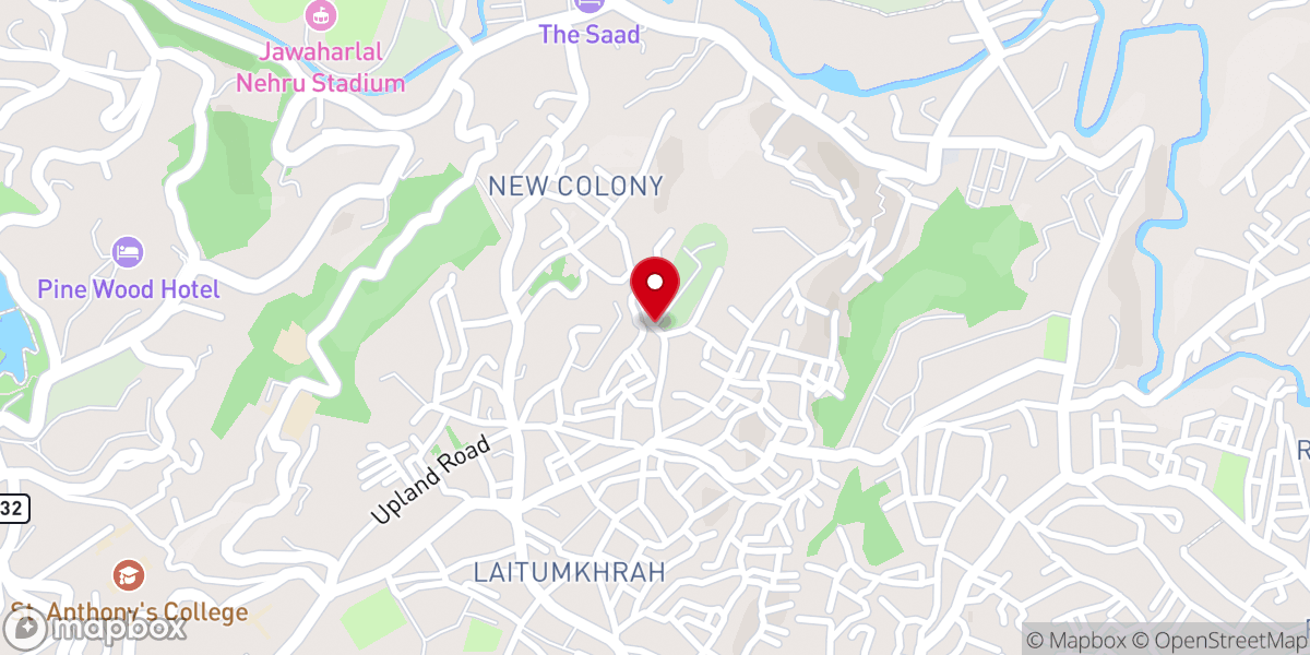 Map showing location of Laitumkhrah Catholic Cemetery